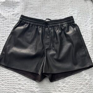 Black Faux Leather Women Shorts